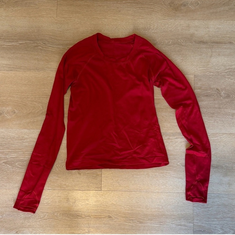 lululemon Red Long Sleeve Swiftly Top size 4